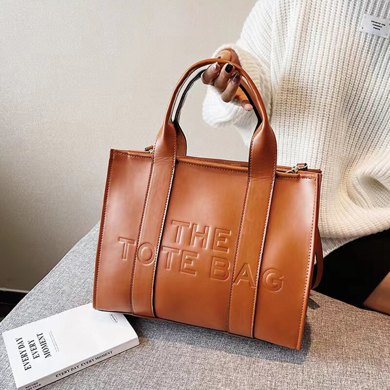 Embossing Logo Tote Bags for Women Designer Women Handbags Luxury Matte Pu Leather Shoulder Crossbody Bags Big Sighopper Handbag