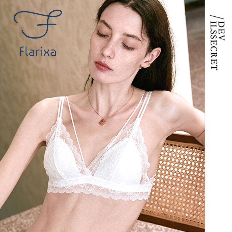 Flarixa Women Sexy Lace Backless Bra Strapless Invisible Wire Free Brassiere LowBack Underwear Triangle Female Bralette Lingerie