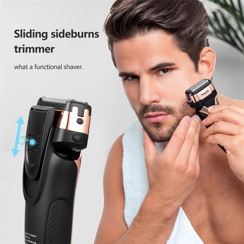 Cortadora de pelo eléctrica recargable con USB para hombre, máquina de afeitar eléctrica de acero inoxidable con triple hoja 3D flotante, recargable con cable USB, perfecto para barba y cabello