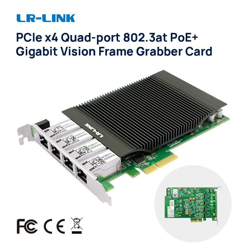 LR-LINK 2048pt-poe 802.3at gige cartão de interface quad-port gigabit ethernet poe + quadro grabber nic pci-express intel i211