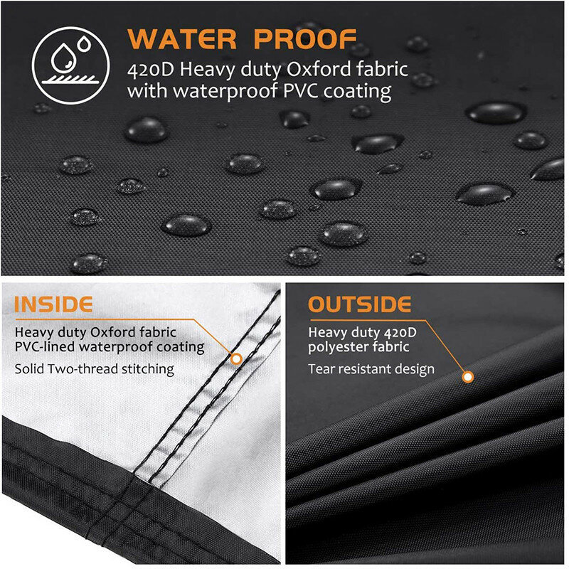 Waterproof BBQ Cover Anti-Dust Outdoor Heavy Duty Charbroil Grill Cover Rain Protective Barbecue Cover Rectangle BBQ Accessories