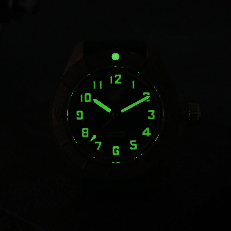 Мужские механические часы San Martin Diver Bronze с автоматическим вращающимся ободком, Водонепроницаемость 200 м, светящийся циферблат
