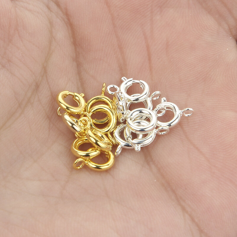 50 Buah/Lot Emas Musim Semi Cincin Gesper dengan Terbuka Melompat Cincin Perhiasan Gesper untuk Rantai Kalung Gelang Konektor Membuat Perhiasan