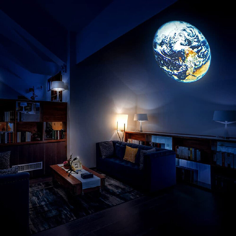 Lámpara Led de proyección de Planeta, luz nocturna de proyección de Luna y tierra, recargable por USB, luz de ambiente de fondo, decoración de dormitorio