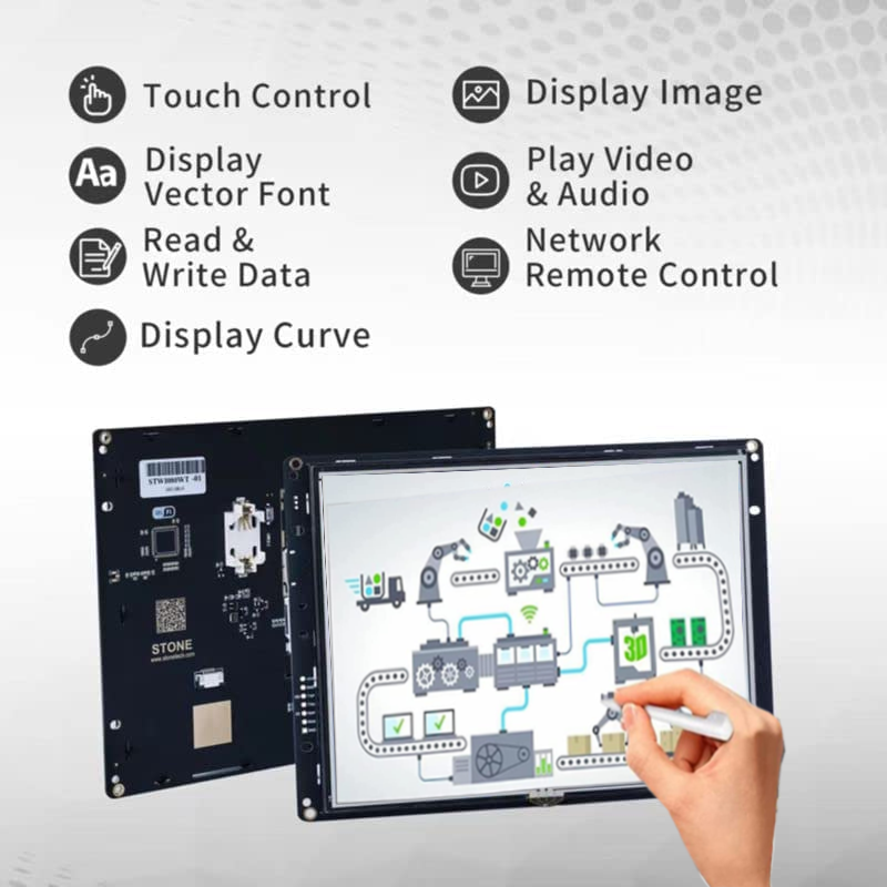 STONE-módulo LCD TFT HMI de 8,0 pulgadas, pantalla táctil con RS232/RS422/RS485/TTL + STWI080WT-01 de Software GUI