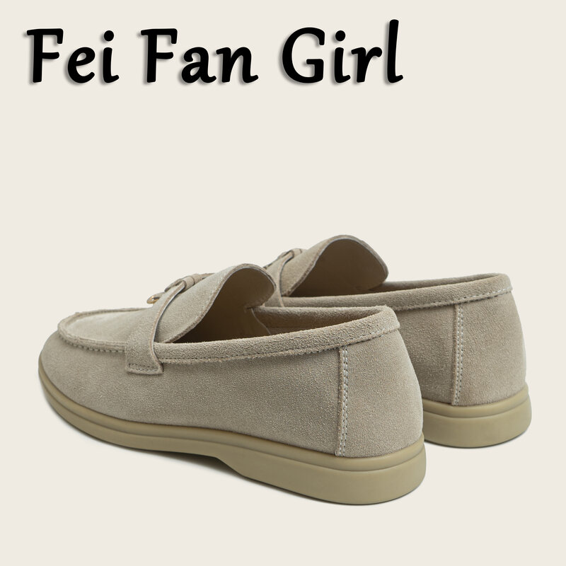 جلد طبيعي المرأة المتسكعون الأحذية النسائية شرابة مشبك معدني النعال البغال الساخن Kid Suede حذاء مسطح كبير الحجم 34-45 Zapatill