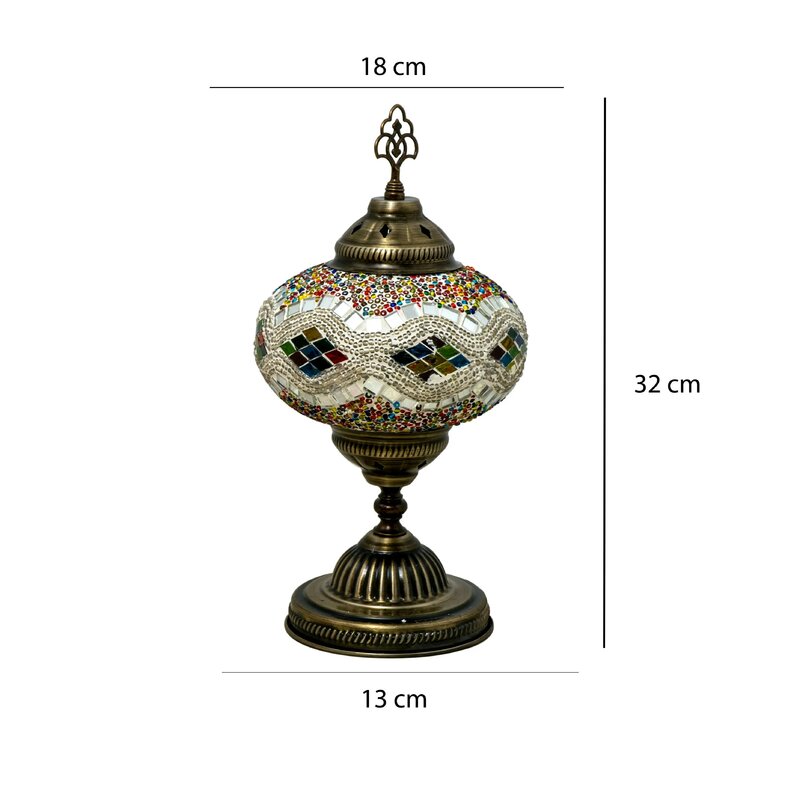 Lámpara de mesa de mosaico turco, arte nostálgico decorativo hecho a mano, regalo, pantalla de luz de vidrio, habitación de cama romántica, hogar, amor, eléctrico, colorido