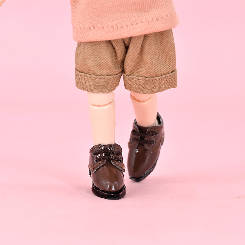 Poupée Obitsu 11 en cuir brillant, noir et blanc, chaussures à bout pointu, jouets de bricolage pour Ddf Body9 1/12 Bjd Gsc Bjd