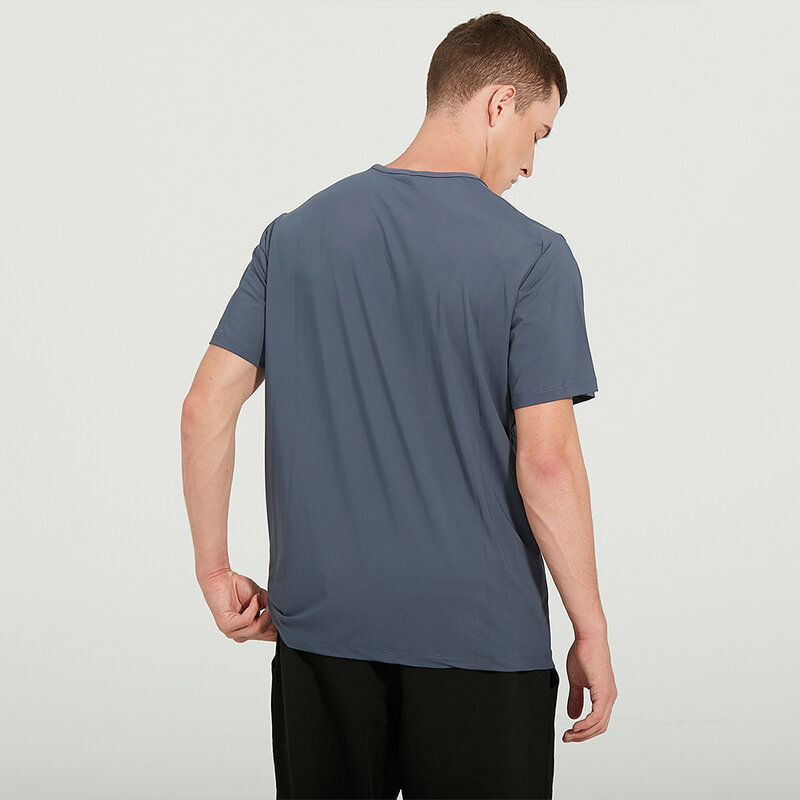 ルルル-男性用の基本的な半袖Tシャツ,フィットネス,トレーニング,ヨガ,スポーツウェア,ランニングウェア