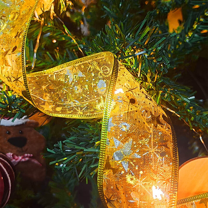 Christmas Decoration LED Ribbon Fairy Lights Christmas Tree Ornaments DIY Bows Light String Navidad New Year For Home Decor 2023