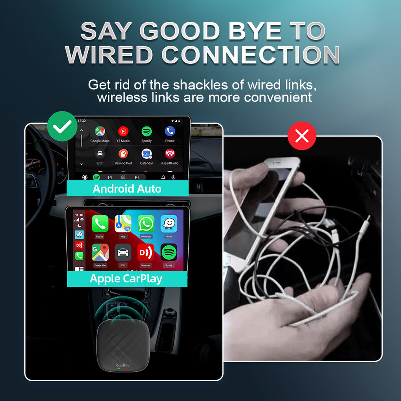 Loadkey Wireless Carplay Ai กล่อง Android Auto จอทีวีติดรถสำหรับ Hyundai Toyota สำหรับ Netflix YouTube 4G LTE GPS 8แกน Google App