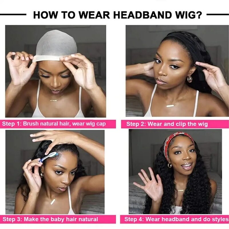 Headband Wig Human Hair Body Wave Human Hair Wigs For Women Human Hair Glueless Wig Human Hair Ready To Wear Human Hair Wigs