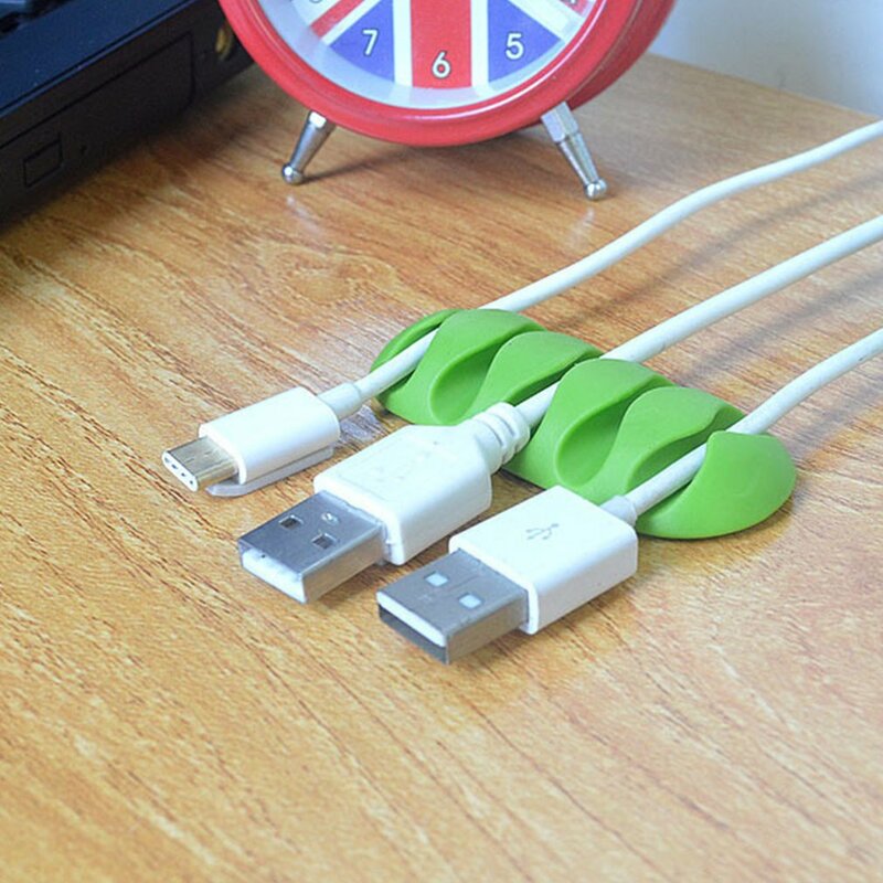 Five-hole Cable Organizer Holder Cable Clip Desk Tidy Organiser Wire Lead USB Charger Holder Fixer 250*250*40mm TPR