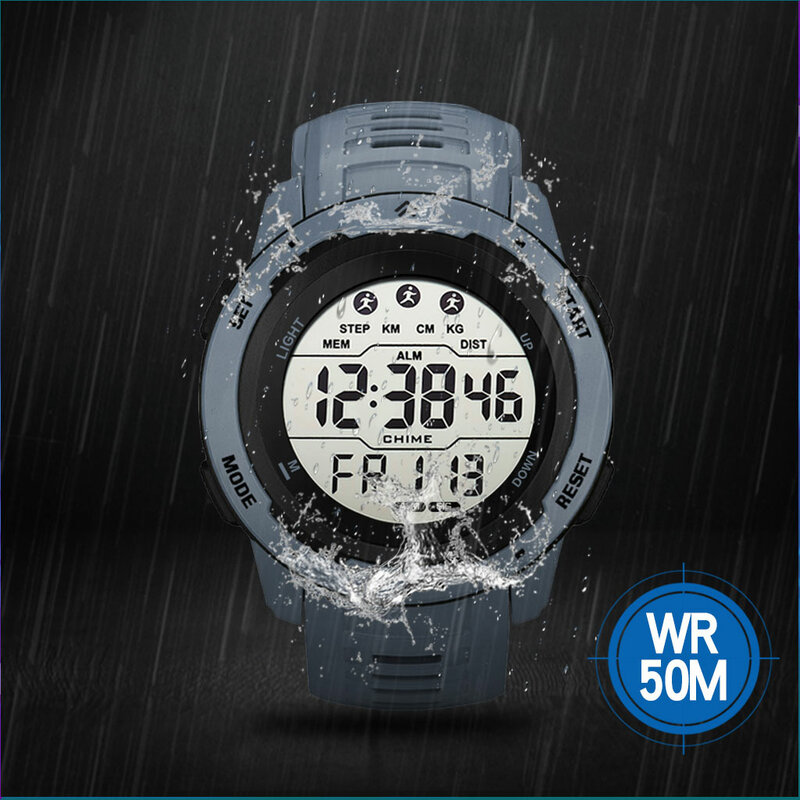 男性スポーツ腕時計電子夜光時計軍事アラーデジタル腕時計50メートル防水レロジオmasculino