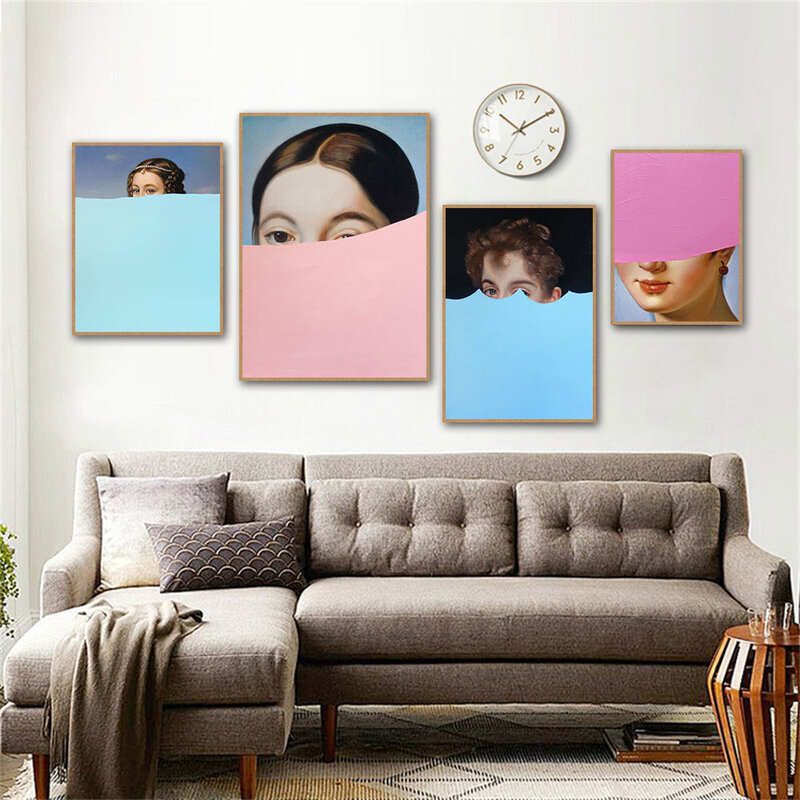 Europejskie klasyczne abstrakcyjne kolorowe portrety na płótnie i plakaty z nadrukami obrazy na ścianę do salonu Home Decor
