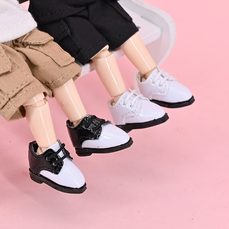 Obitsu-zapatos de piel brillante para muñeca, zapatos de Punta puntiaguda, para Ddf Body9 1/12 Bjd Gsc Bjd, color blanco y negro