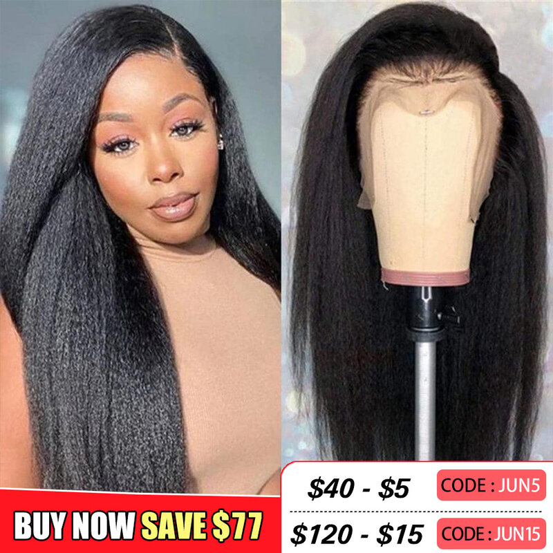 30 Inch Kinky Straight Lace Front Human Hair Wigs For Woman HD13x6 360 Lace Frontal Wig Brazilian Transparent 5x5 Closure Wig