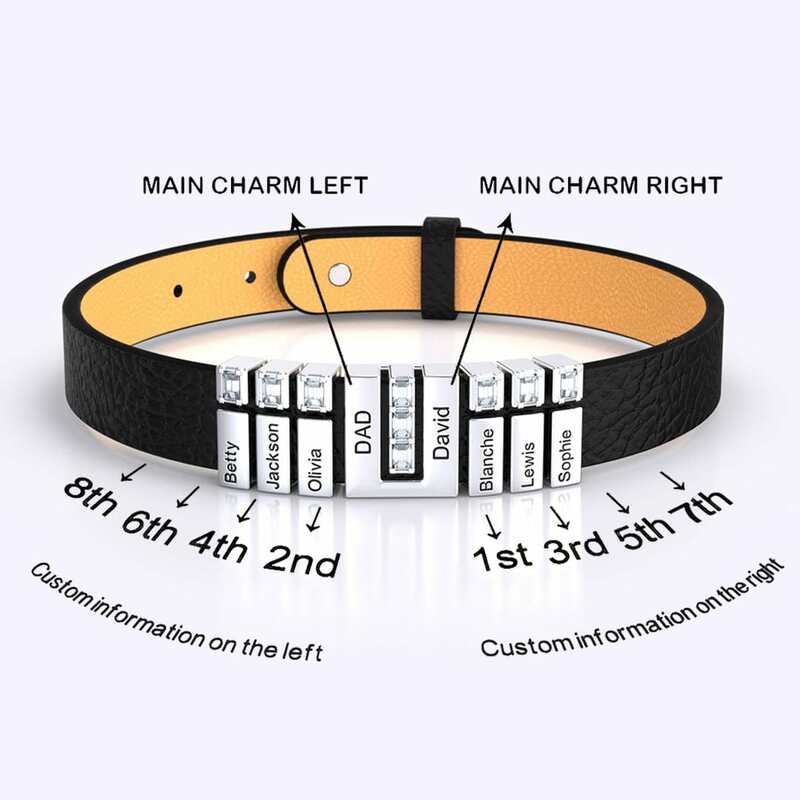Personalisierte Leder Armband-Vater der Tag Geschenk Für Ihn-Angepasst Name Perlen Benutzerdefinierte Männer Armband-DIY Armband geschenk Für Männer