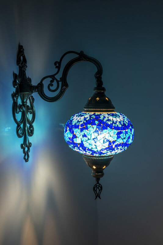 Lampe murale en mosaïque turque, abat-jour en verre, art romantique, lampe de chambre à coucher, lampe de jardin, cadeau décroissante à la main