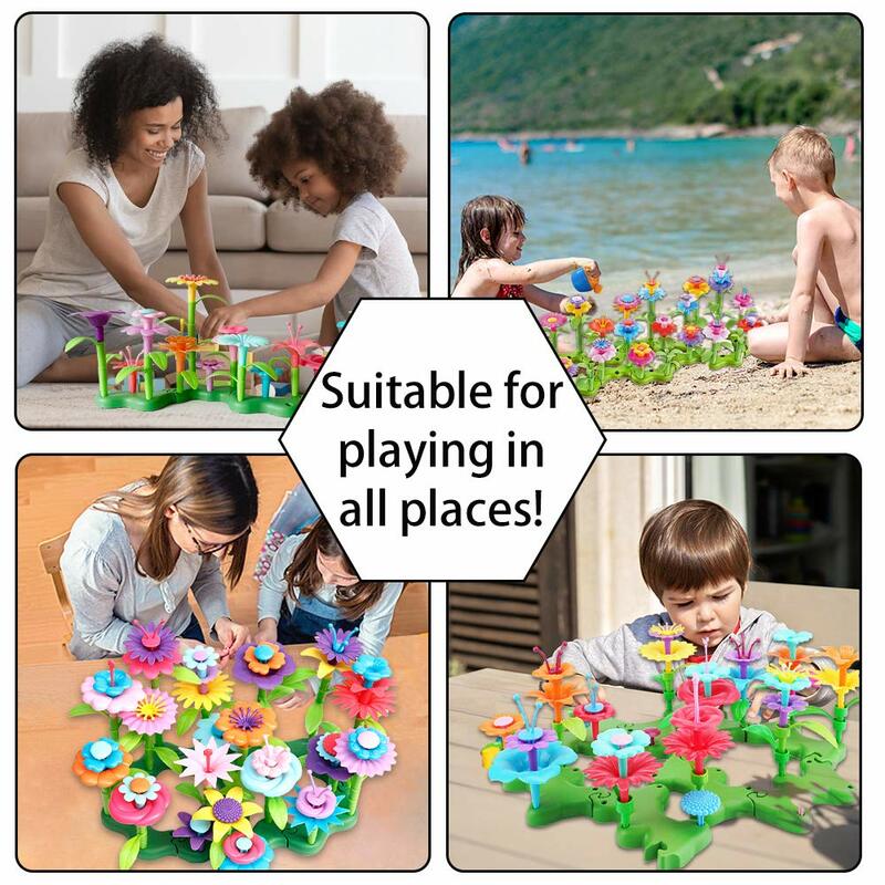 Juguetes de construcción de jardín de flores para niñas, juego de apilamiento, actividad educativa, simulación de jardinería, regalo