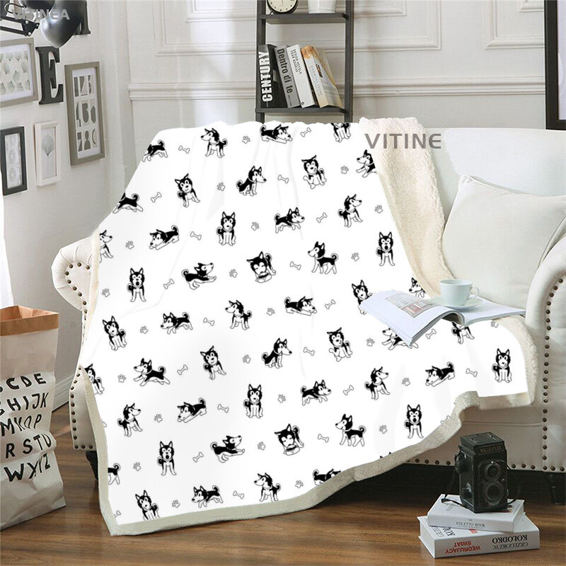 جديد مضحك أريكة سرير بطانية دافئ فائق النعومة الكلاب ثلاثية الأبعاد طباعة غطاء بطانية بطانية ثرو من الصوف B16