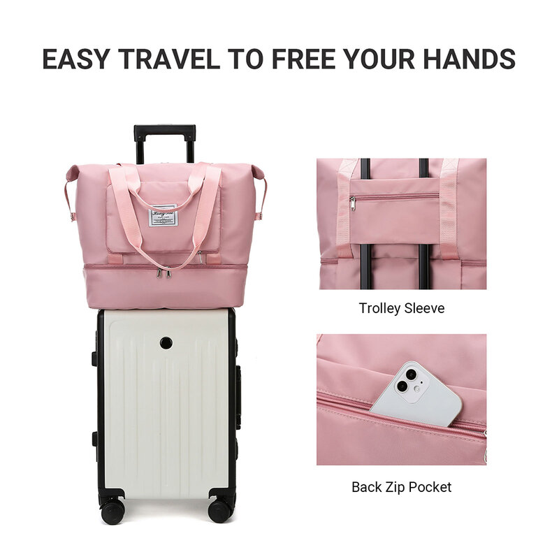 Faltbare Reisetaschen mit großer Kapazität und Schuh fach für Frauen Multifunktion ale wasserdichte Trage tasche mit großer Reisetasche