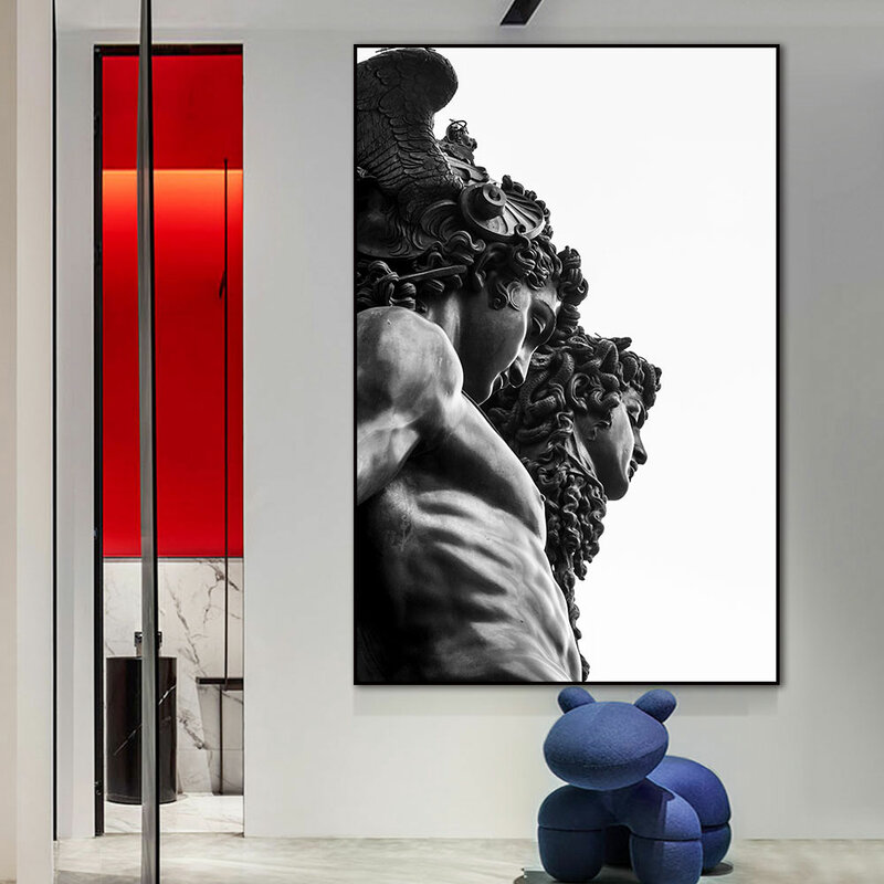 Perseus avec la tête de Medusa Skulptur toile peinture et affiches, impressions d'art mural, gérer pour salon, décoration d'intérieur
