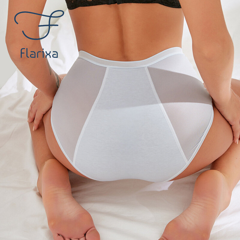 Flarixa prova de vazamento 3 camadas calcinha menstrual roupa interior feminina período incontinência lingerie plus size feminino cuecas fisiológicas
