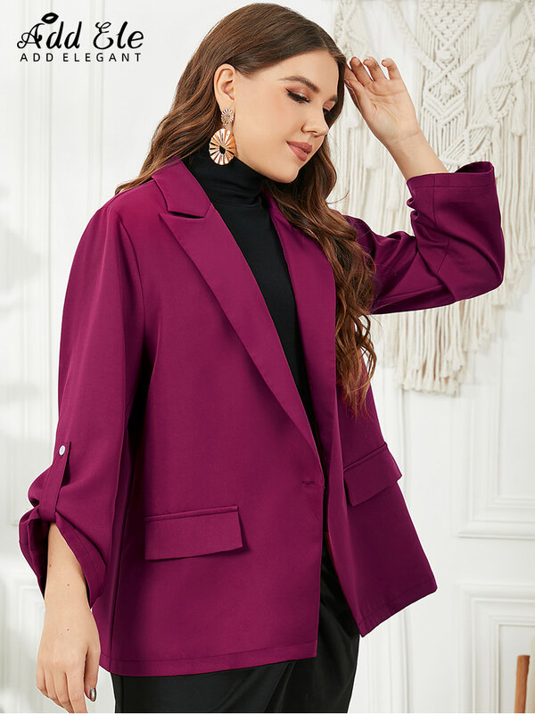 Aggiungi elegante 2022 autunno Plus Size abiti da donna manica arrotolabile colletto da ufficio signora singolo bottone dritto cappotto femminile B822