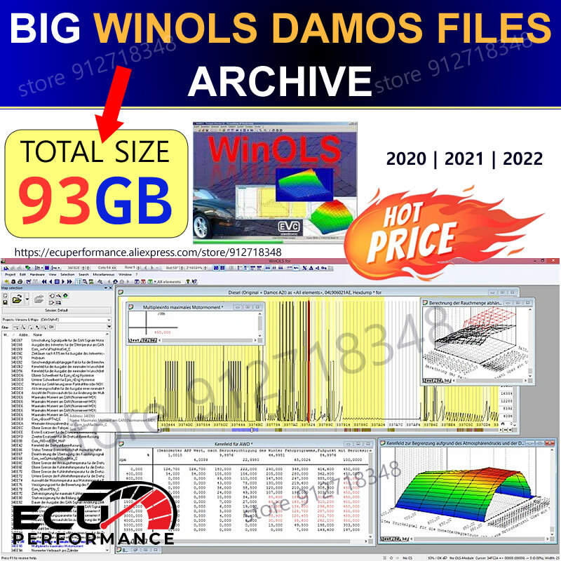 WINOLS DAMOS حزمة كبيرة (جديدة) 2020-2021-2022 | ضبط رقاقة OLS + mappores-الحجم الإجمالي 93 GB