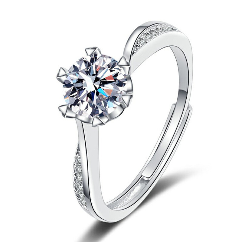 Anillo abierto Ajustable de moissanita 100% auténtico, anillo de moissanita de Color D, joyería personalizada de compromiso para fiesta de boda
