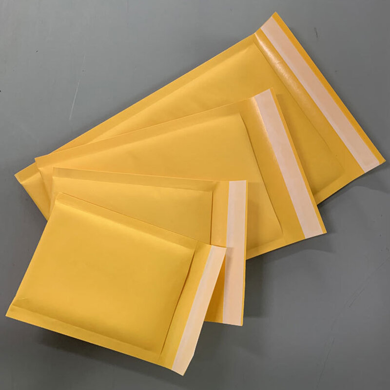 50 Buah Amplop Surat Berlapis Gelembung Poli untuk Kemasan Hadiah Mailer Tas Segel Sendiri Bantalan Gelembung Warna Kuning Beberapa Ukuran