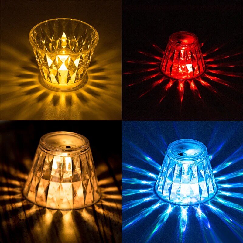 4/6/12pcs Acrylic Crystal Transparent Led Night Light Atmosphere Lamp  Bedside Restaurant Scene Layout Cup Lamp Home Decoration
