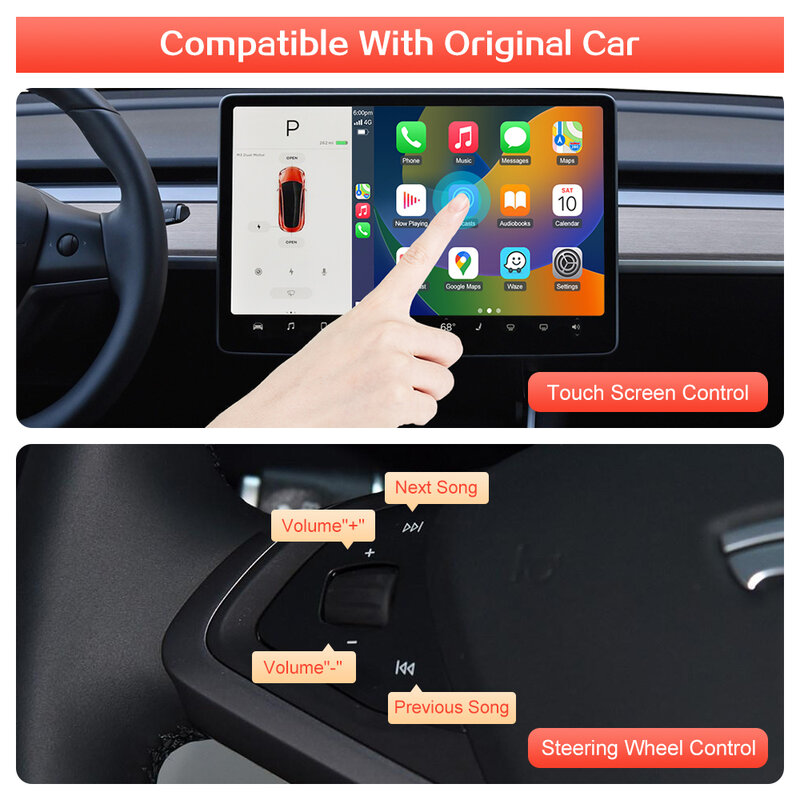 Adaptador inalámbrico CarPlay para Tesla, caja Dongle para Apple Car Play para Modelo 3 Y para Modelo S X Car Waze Spotify iOS