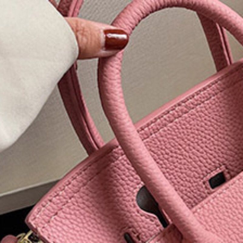 Однотонная вместительная кожаная сумка-тоут, Роскошный дизайнерский брендовый женский саквояж, модная сумочка на плечо с узором Личи