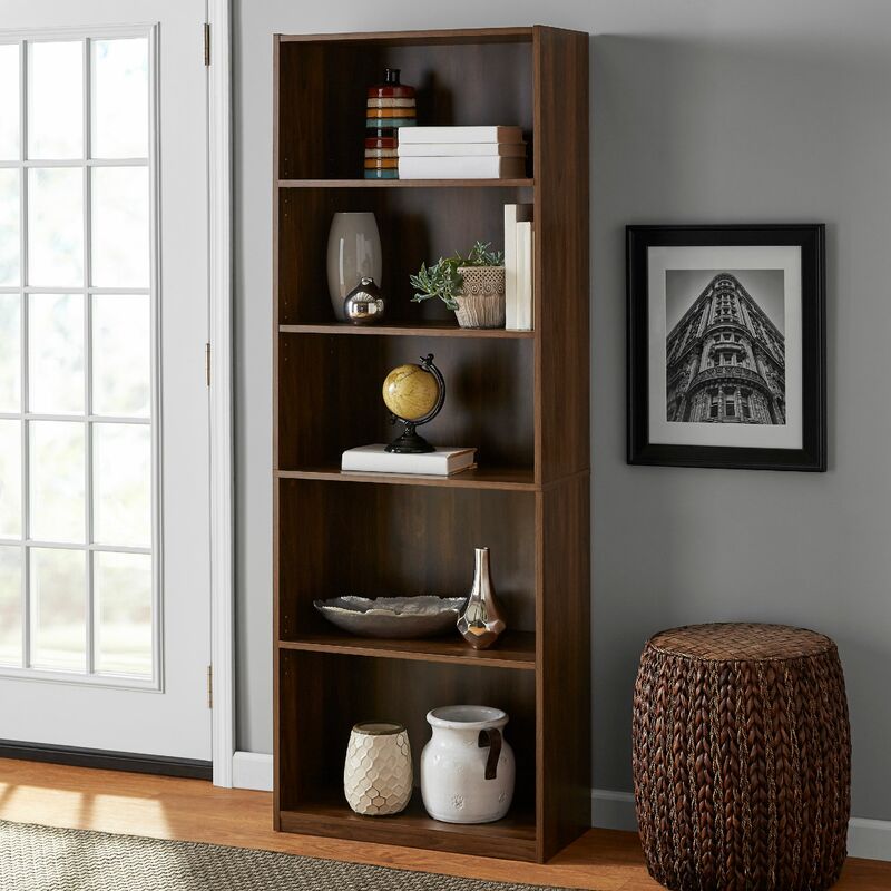71 Inches 5-Shelf Bookcase With Adjustable Shelves, For Office, Living Room, Family Room, Storage Rack, Storage Shelf (US Stock)