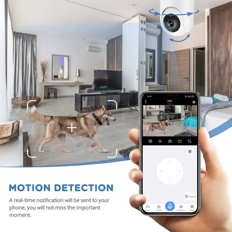 TMEZON-cámara de seguridad inalámbrica para el hogar, sistema de cámara IP de 3MP, WiFi, Monitor de 360 ° para bebés y Mascotas