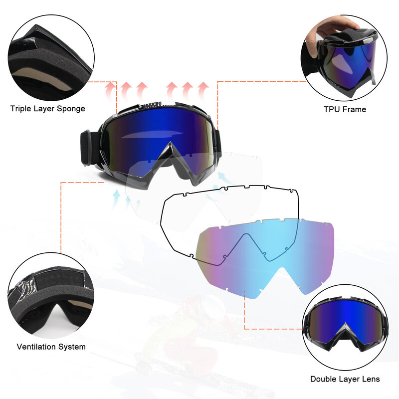 Gafas de Motocross a prueba de viento para motocicleta, gafas de Motocross, ATV, a prueba de polvo, de carreras, resistentes a los arañazos, Goggl
