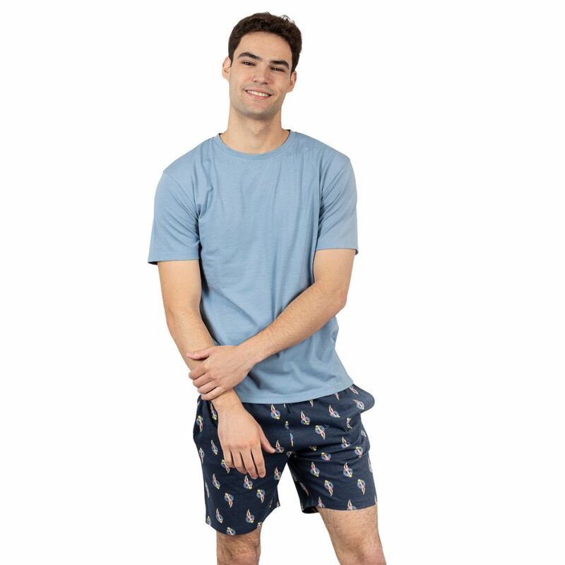 PimpamTex-Men's Pajamas Summer-Full Sleeve and Short Set-Men's Summer Set in Different Models