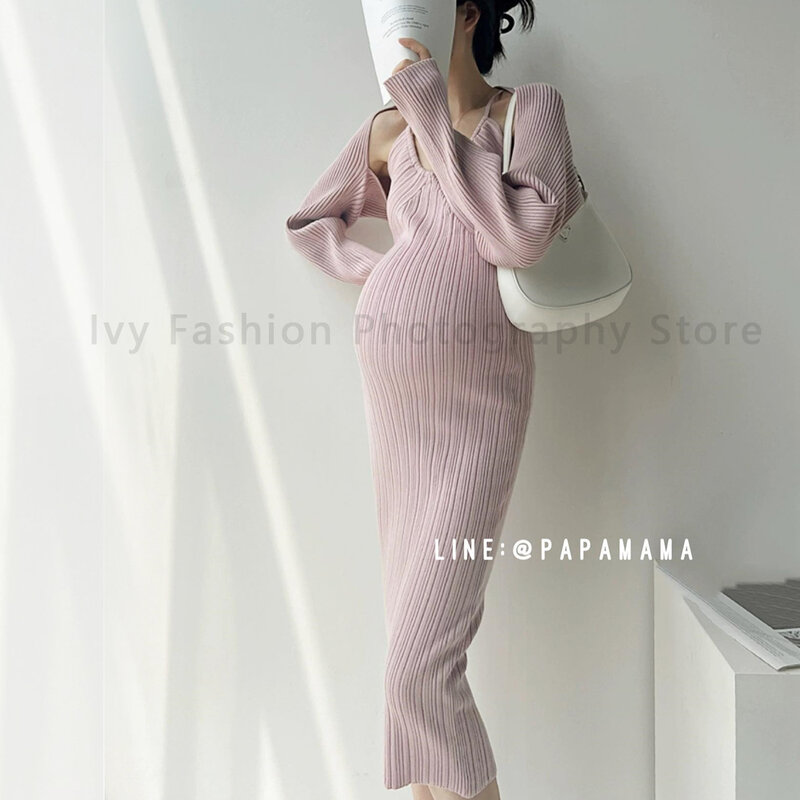 ニットの写真のマタニティドレス,エレガントで快適な妊婦のドレス
