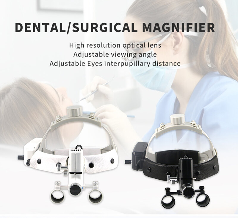 Faro Dental LED para dentista, lupas binoculares Deasin 2.5X/3.5X, diadema Ajustable, 5W