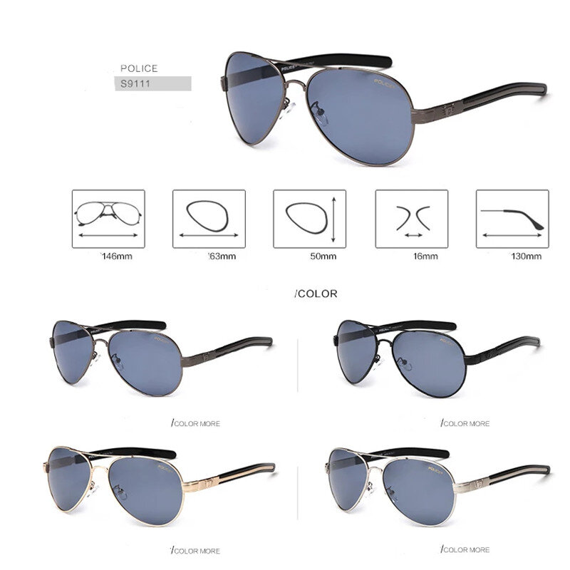 Gafas de sol polarizadas de policía para hombre, lentes de sol polarizadas de diseño de marca de lujo, antideslumbrantes para conducir, tendencia de moda, UV400