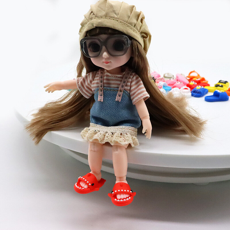 Cute Shark Slippers Doll Shoes Plastic Doll Shoes Suit for Ob11,P9,OB22, Blyth, BJD12, 1/6BJD, YOSD Doll Accessories for Girls