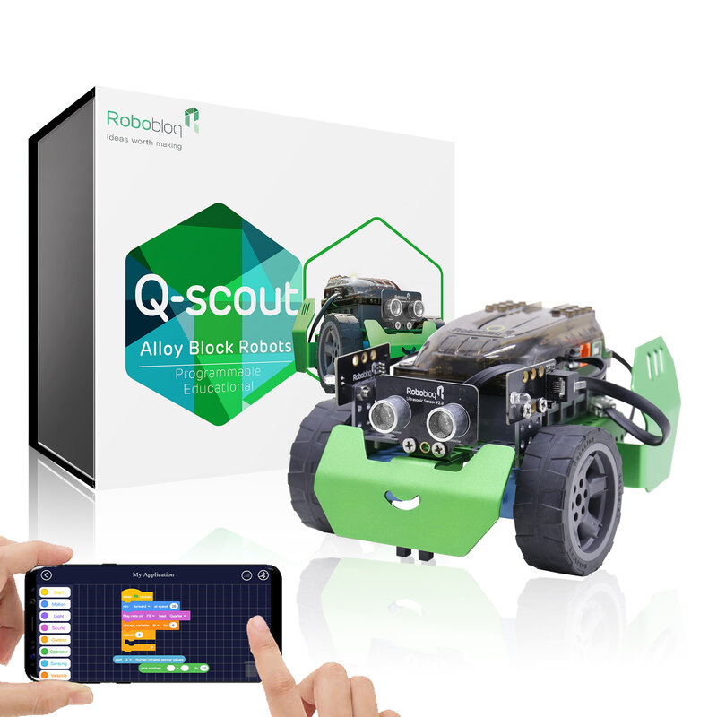 Robobloq Q-Scout STEM สำหรับเด็กอายุ8-12,โปรแกรมของเล่นเรียนรู้หุ่นยนต์ electronics,Scratch, Arduino และ Python