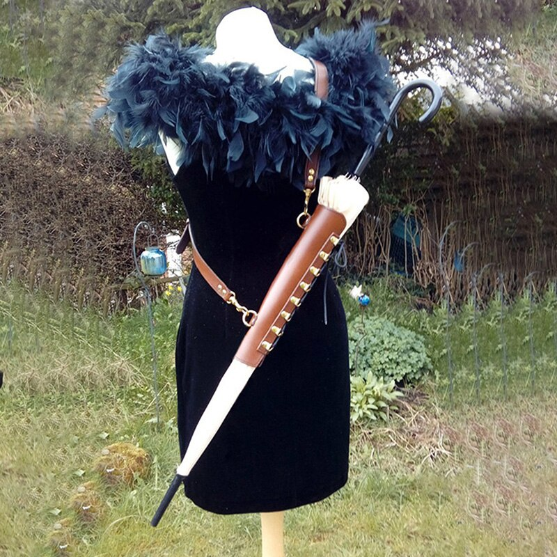 Średniowieczna Lolita parasol z regulowaną osłoną na pasek kabura renesansowy festiwal mężczyzn kobiet Larp akcesoria Cosplay rekwizyty