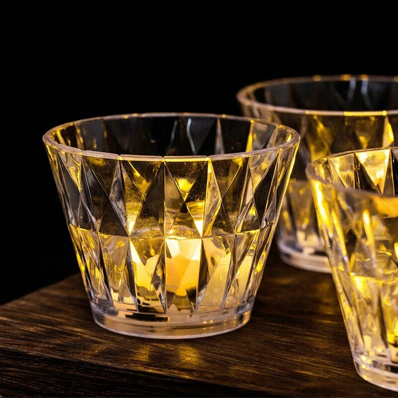 4/6/12 pçs acrílico cristal transparente led night light atmosfera lâmpada de cabeceira restaurante cena layout copo lâmpada decoração para casa