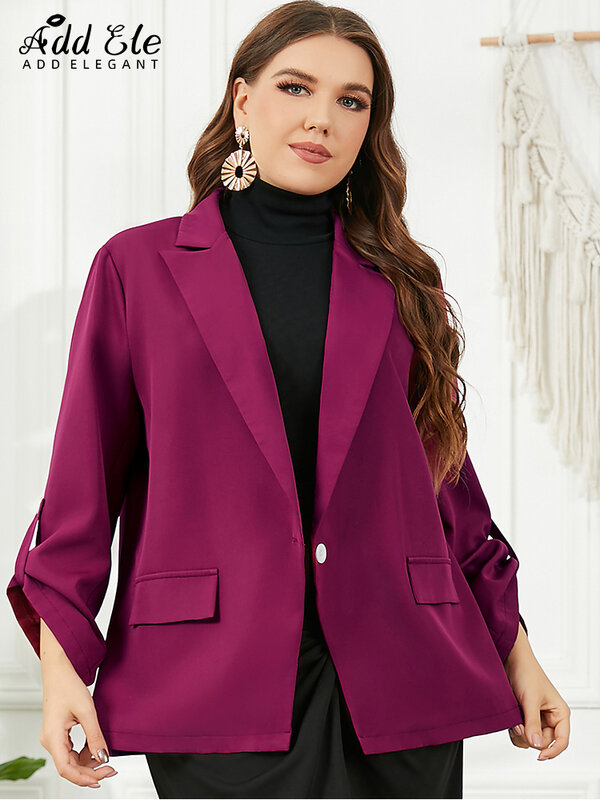 Aggiungi elegante 2022 autunno Plus Size abiti da donna manica arrotolabile colletto da ufficio signora singolo bottone dritto cappotto femminile B822