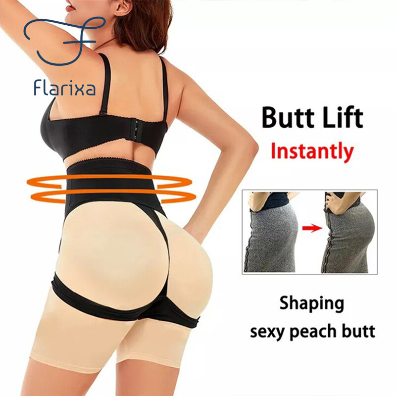 Flarixa Plus ขนาดเอวเทรนเนอร์ Body สายรัดหน้าท้อง Slimming Butt Lifter กางเกงท้องแบนกางเกง Bare Ass Shapewear 5XL