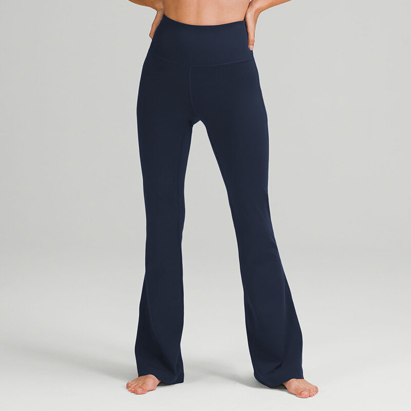 Lulu spodnie Flare kobiety joga spodnie Super rozciągliwe na wysoki wzrost rozszerzone spodnie legginsy trening siłownia odzież sportowa do biegania