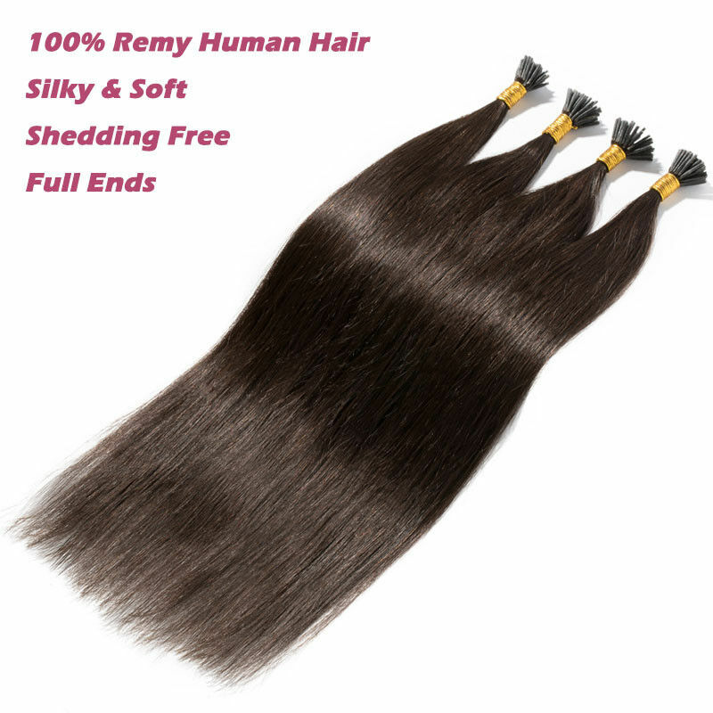 Extensión de cabello humano Remy para mujer, pieza de cabello de fusión fría, liso, liso, 100 hebras por paquete